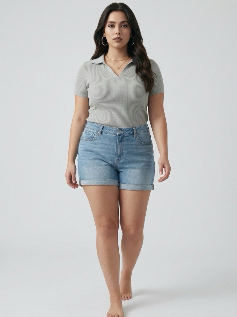 Old Navy Light Wash Rolled-Hem Denim Shorts
